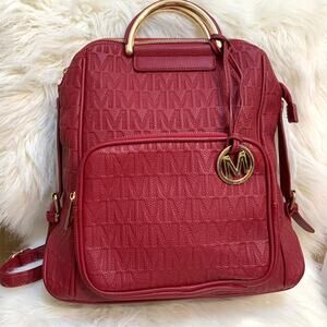Red Embossed MKF Collection Faux Leather TORRA Large Backpack Handbag by MIA K